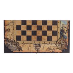 GAEM Игра настольная 3 в 1 (шахматы, шашки, нарды) "Морские", L50 W25 H6 см