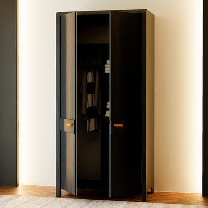 Шкаф для одежды деревянный 2 двери Мадейра 104х59х211 см из массива сосны, с полками и штангой