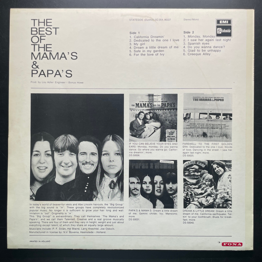 The Mama's & The Papa's ‎– The Best Of The Mama's & Papa's (Дания 1970г.)