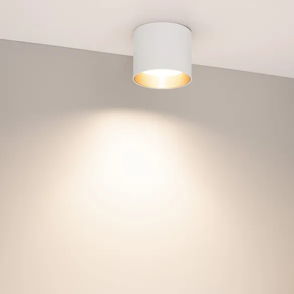 Светильник SP-BISCOTTO-R90-8W Warm3300-MIX (WH-GD, 80 deg, 230V) (Arlight, IP54 Металл, 5 лет) 054912