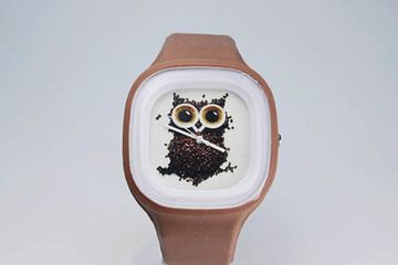 Часы Сова из кофе