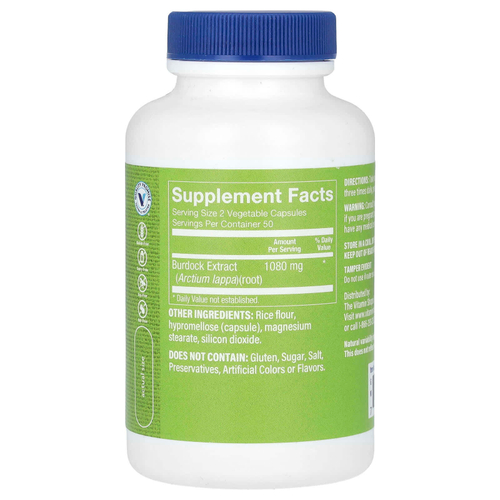 The Vitamin Shoppe, Корень лопуха, 100 растительных капсул (540 мг на капсулу)