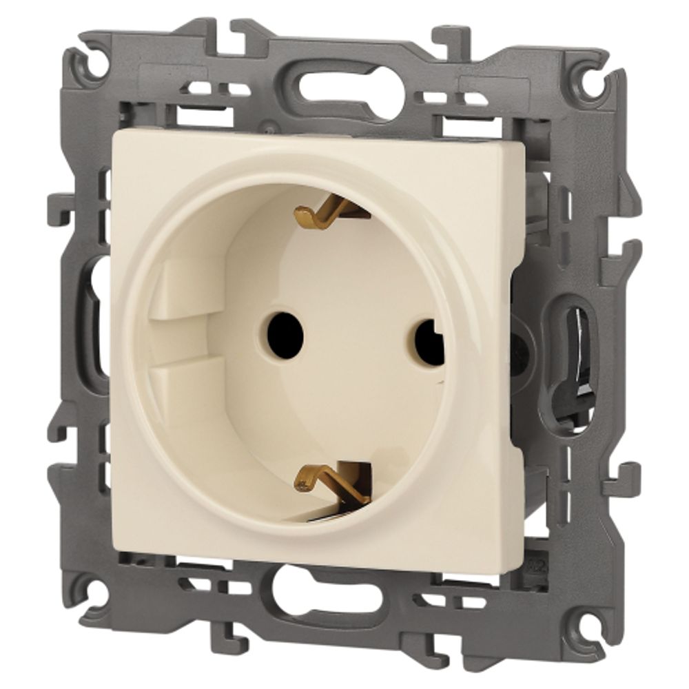 14-2102-02 ЭРА Розетка 2P+E Schuko со шторками, 16A-250В, IP20, Эра Elegance, сл.кость | Elegance Слоновая кость