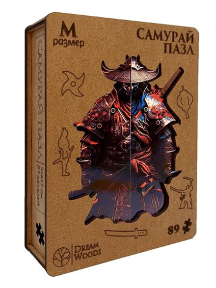 Пазлы деревянные 89 элементов 270*200мм "Самурай"
