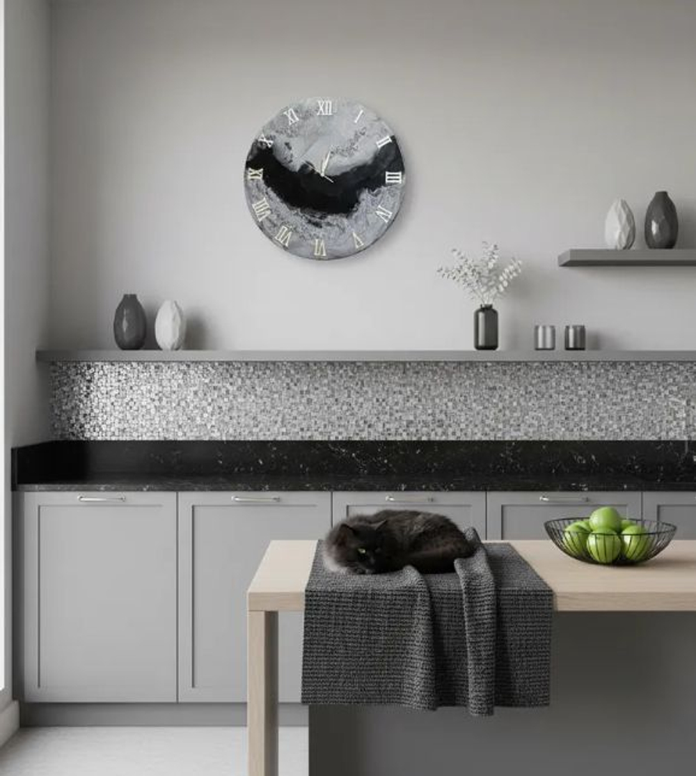 Часы настенные — эпоксидная смола ручная работа в подарок