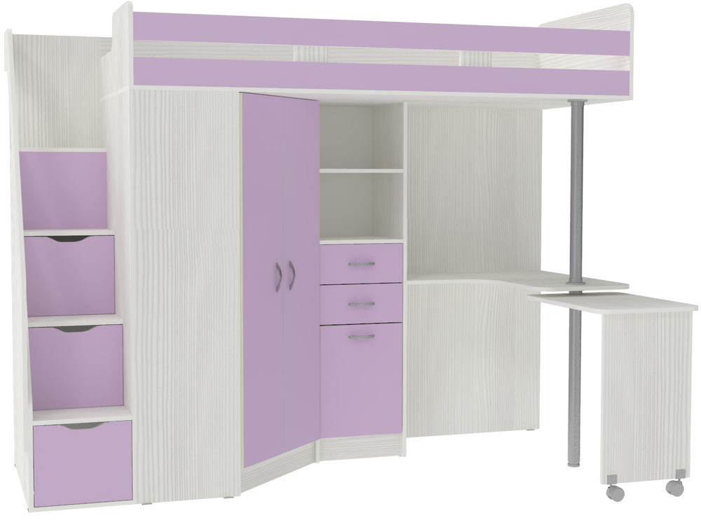 Кровать-чердак КарИВи Мийа Белое Дерево Ирис