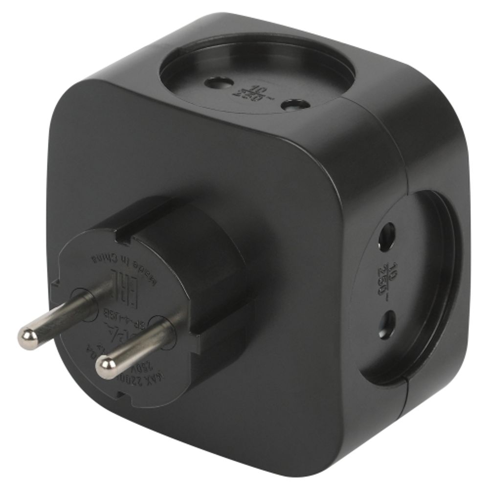Разветвитель электрический ЭРА SP-4-USB-B на 4 розетки + 2xUSB 2400mA без заземления 10А черный