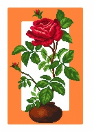 " Розочка в вазе"-0468 канва с рисунком