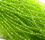 БП023НН23 Хрустальные бусины "рондель", цвет: салатовый прозрачный, 2х3 мм, кол-во: 95-100 шт.