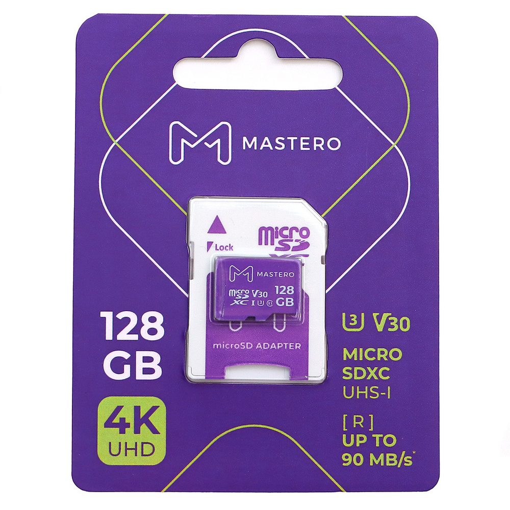 Карта памяти Mastero 128Гб microSDXC, C10/UHS-I U3, с адаптером SD (MB-128-MSD)
