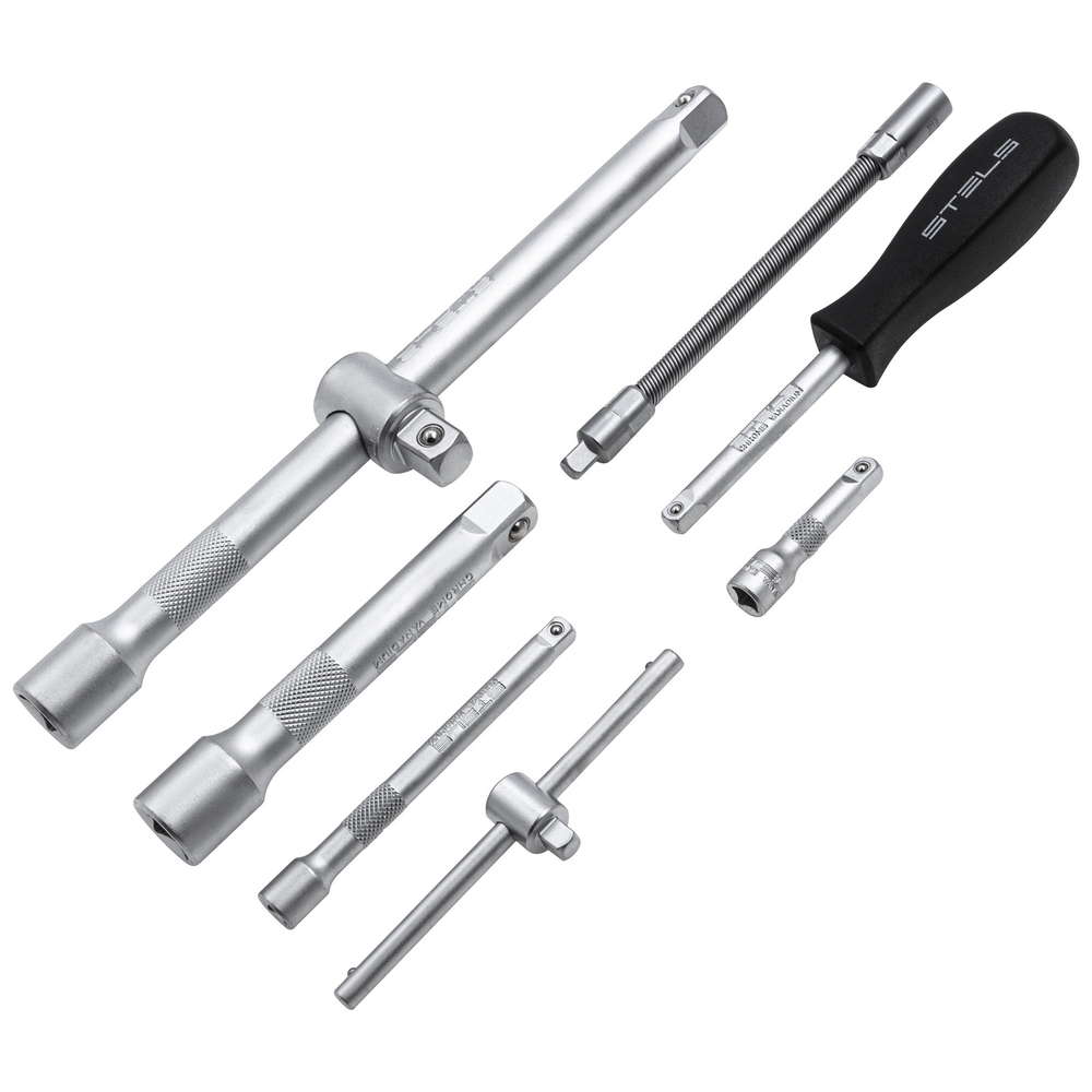 Набор инструментов 1/2", 1/4", CrV, 12 гранные головки, пластиковый кейс, 94 предмета Stels