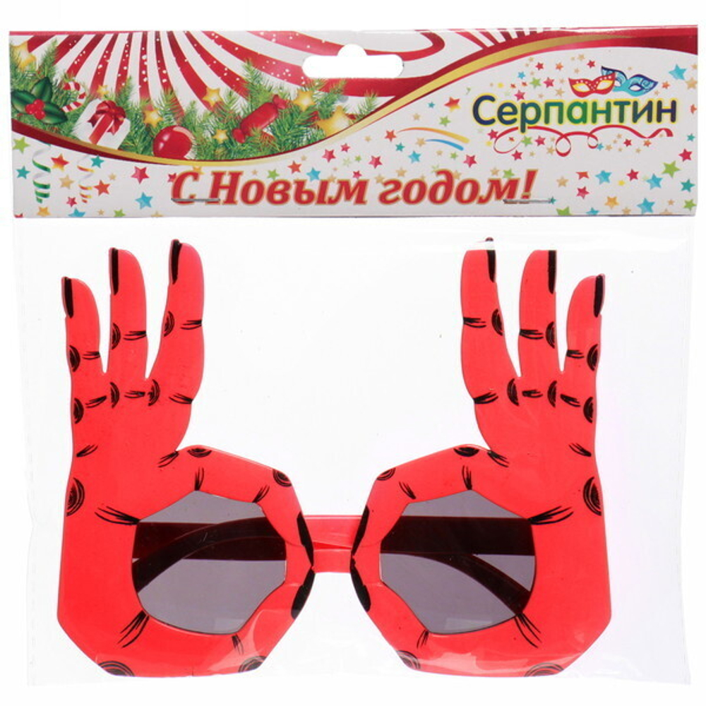 Очки карнавальные «ОК!», красный