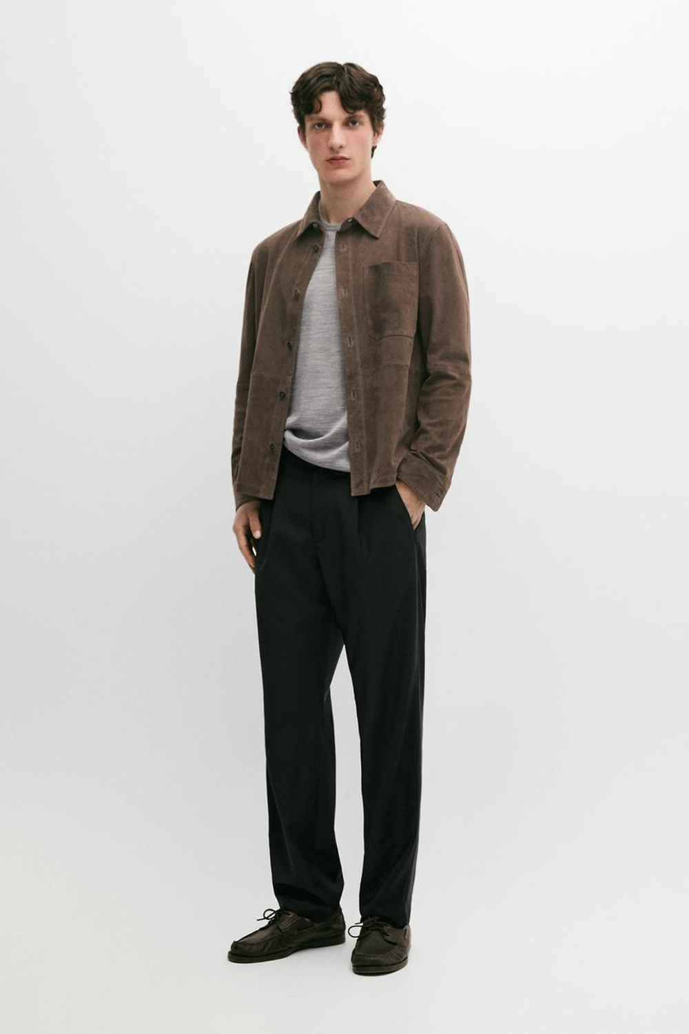 Massimo Dutti Свободные шерстяные брюки с вытачками, черный