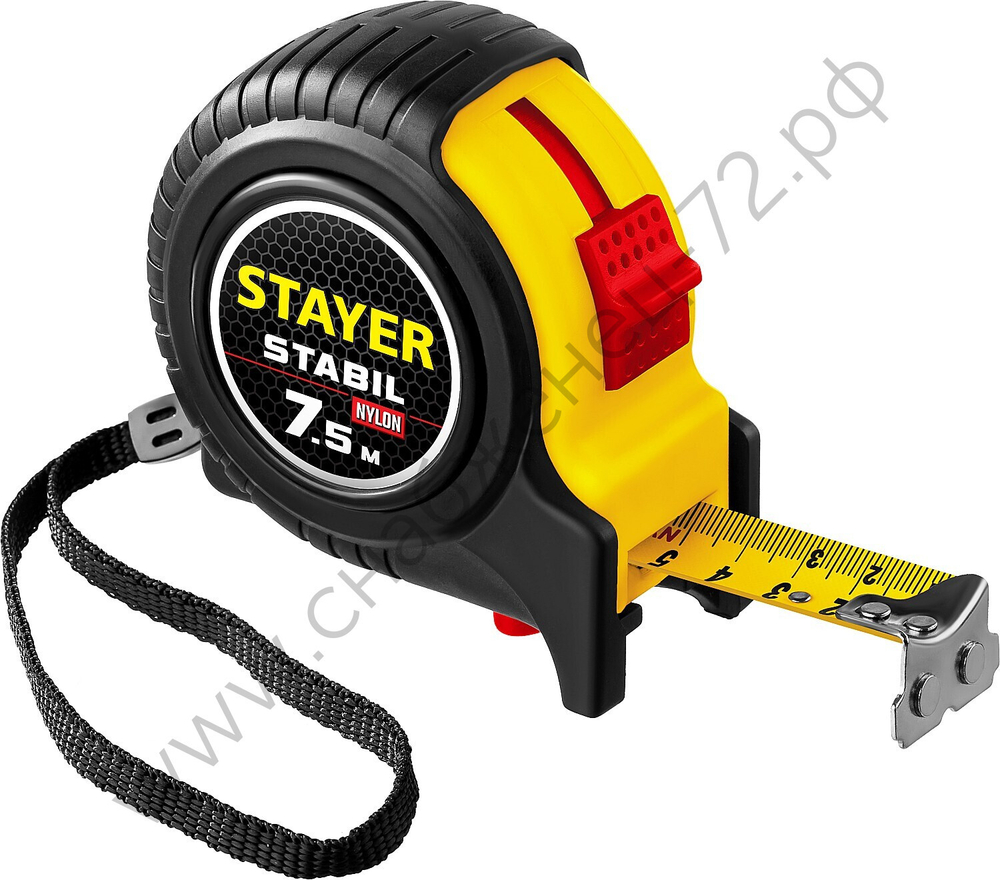 STAYER Stabil, 7.5 м х 25 мм, рулетка с двухсторонней шкалой, Professional (34131-075)
