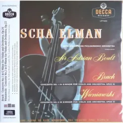Mischa Elman With The London Philharmonic Orchestra Conducted By Sir Adrian Boult, Bruch, Wieniawski - Concerto No. 1 In G Minor For Violin And Orchestra, Opus 26 / Concerto No. 2 In D Minor For Violin And Orchestra, Opus 22 - (Analogphonic) LP