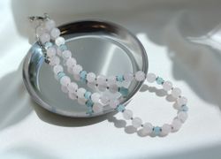 Колье из кварца и аквамарина