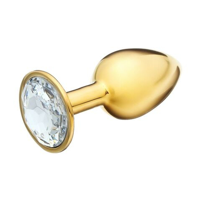 Золотистая анальная пробка с прозрачным кристаллом (Цвет: золотистый)