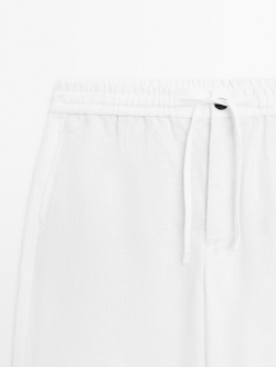 Massimo Dutti Брюки-джоггеры из 100% льна, белый