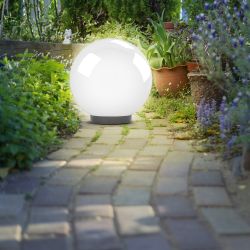 Садово-парковый светильник ЭРА НТУ 02-100-301 шар опаловый призма на опору / кронштейн IP44 Е27 max100Вт d300mm | Садово-парковые светильники