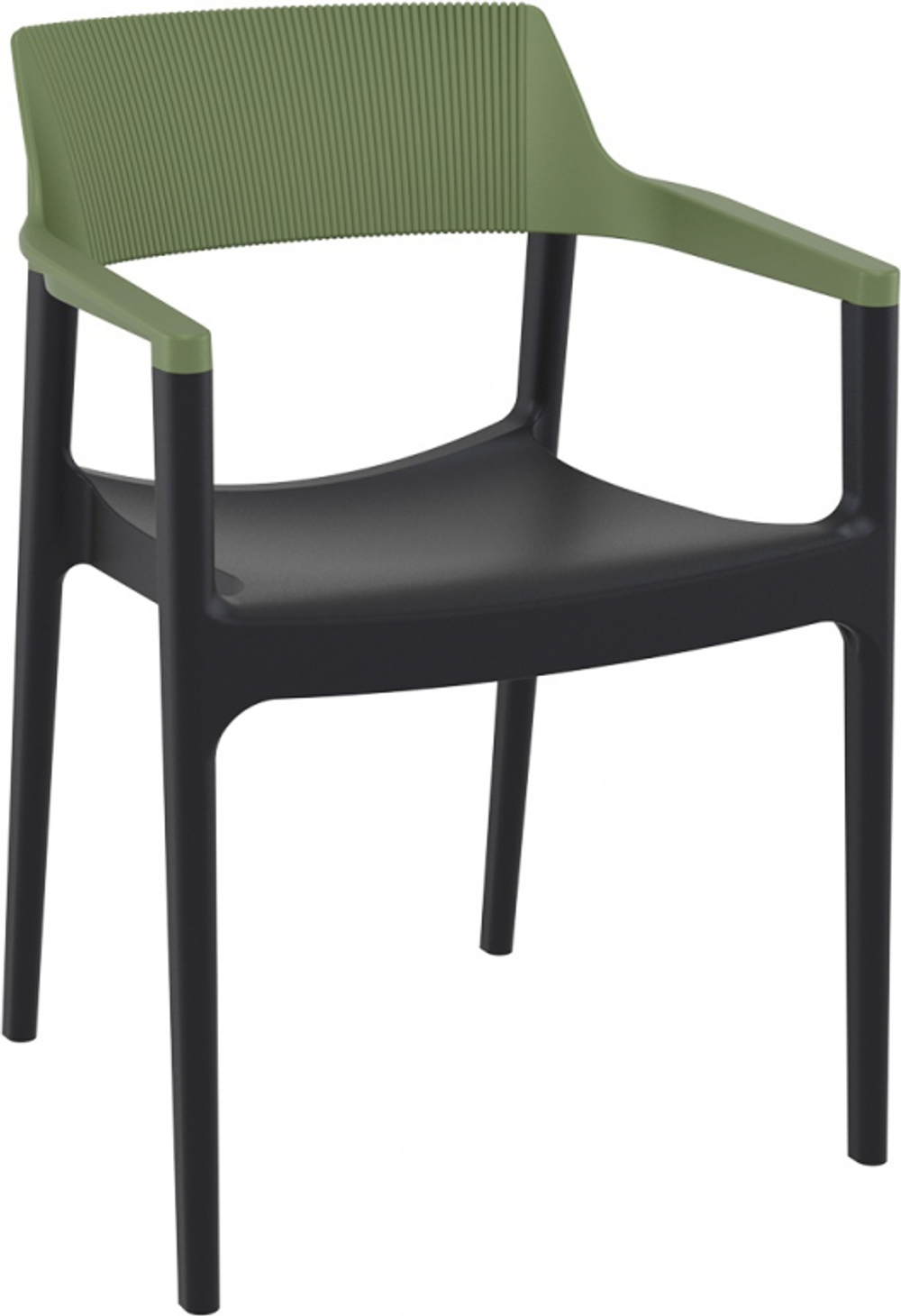 Кресло пластиковое Siesta Contract Tulum, черный, оливковый