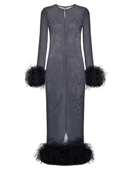 Платье - сетка с перьями