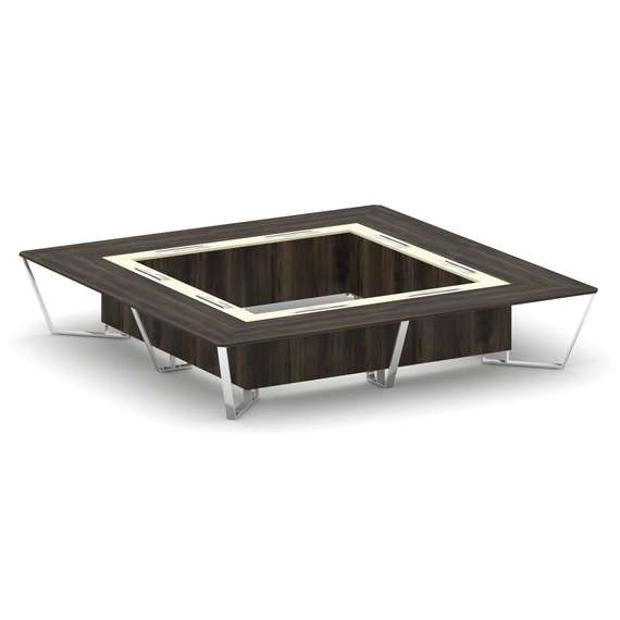 Steel Meet Стол переговорный квадратный MM-PR.B.SP-20K2 Дуб Мали/Ваниль Глянец/Нержавеющая Сталь/Хро