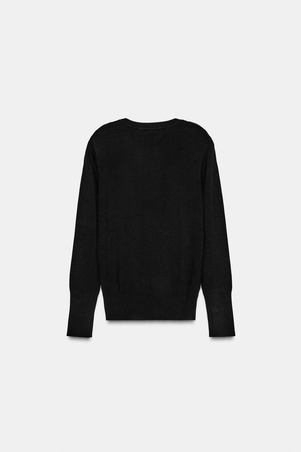 ZARA ВЯЗАНЫЙ СВИТЕР С ПУГОВИЦАМИ, ЧЕРНЫЙ