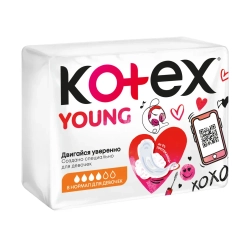 Kotex прокладки ЯнгНормал, 8 шт. Котекс