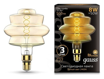 Лампа светодиодная Gauss LOFT Led Vintage Filament Flexible E27 8Вт 2400K 161802008
