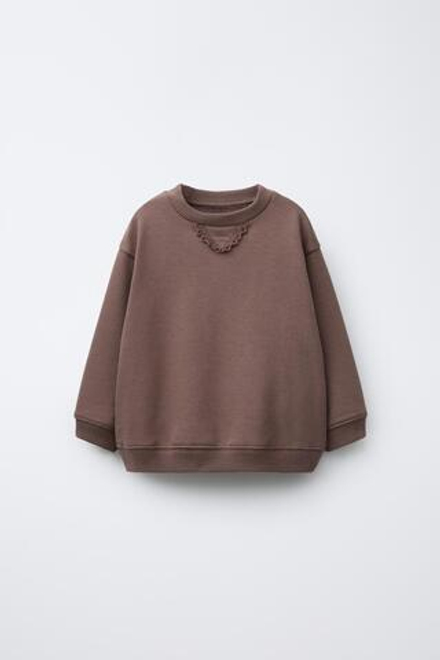ZARA ТОЛСТОВКА С ВАФЕЛЬНЫМ УЗОРОМ, ШОКОЛАДНЫЙ