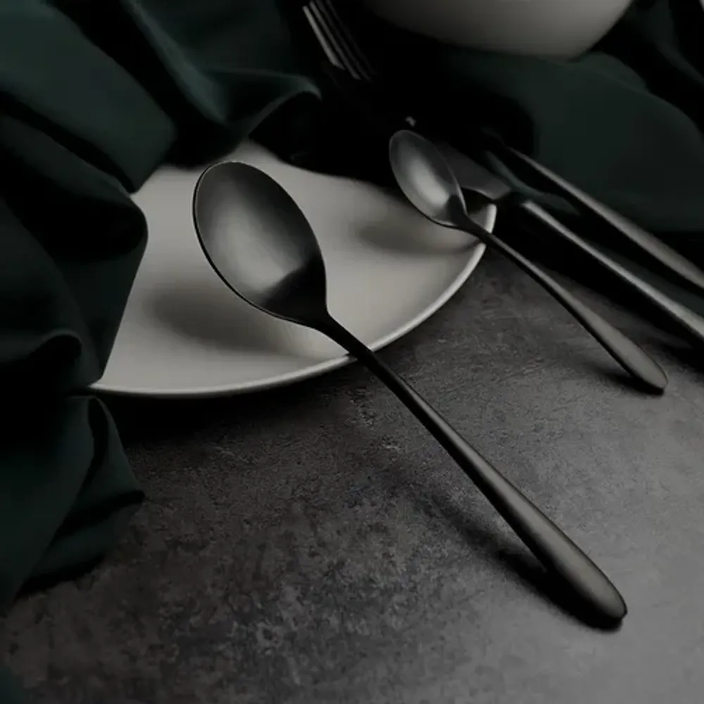 Ложка столовая 21 см матовая черный цвет PVD Alessi-Black P.L. [12]