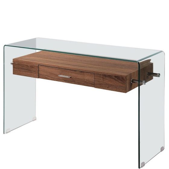 Консоль Glass 125x40 см, с деревянной столешницей и выдвижным ящиком | Купить в Hallberg.ru