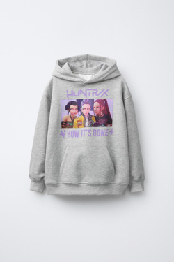 ZARA ХУДИ С ПРИНТОМ KPOP DEMON HUNTERS™ NETFLIX ©, СЕРЫЙ МЕЛАНЖ