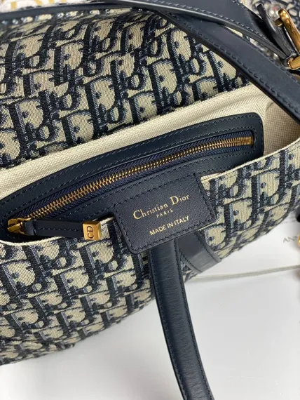 Сумка Dior Oblique жаккард синего цвета