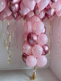 Воздушные шары розовые (фонтан из 20шт, под потолок 40шт) №2616