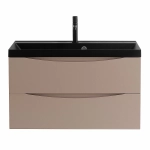 Тумба с раковиной Belbagno MARINO 80 капучино глянцевый/черная раковина