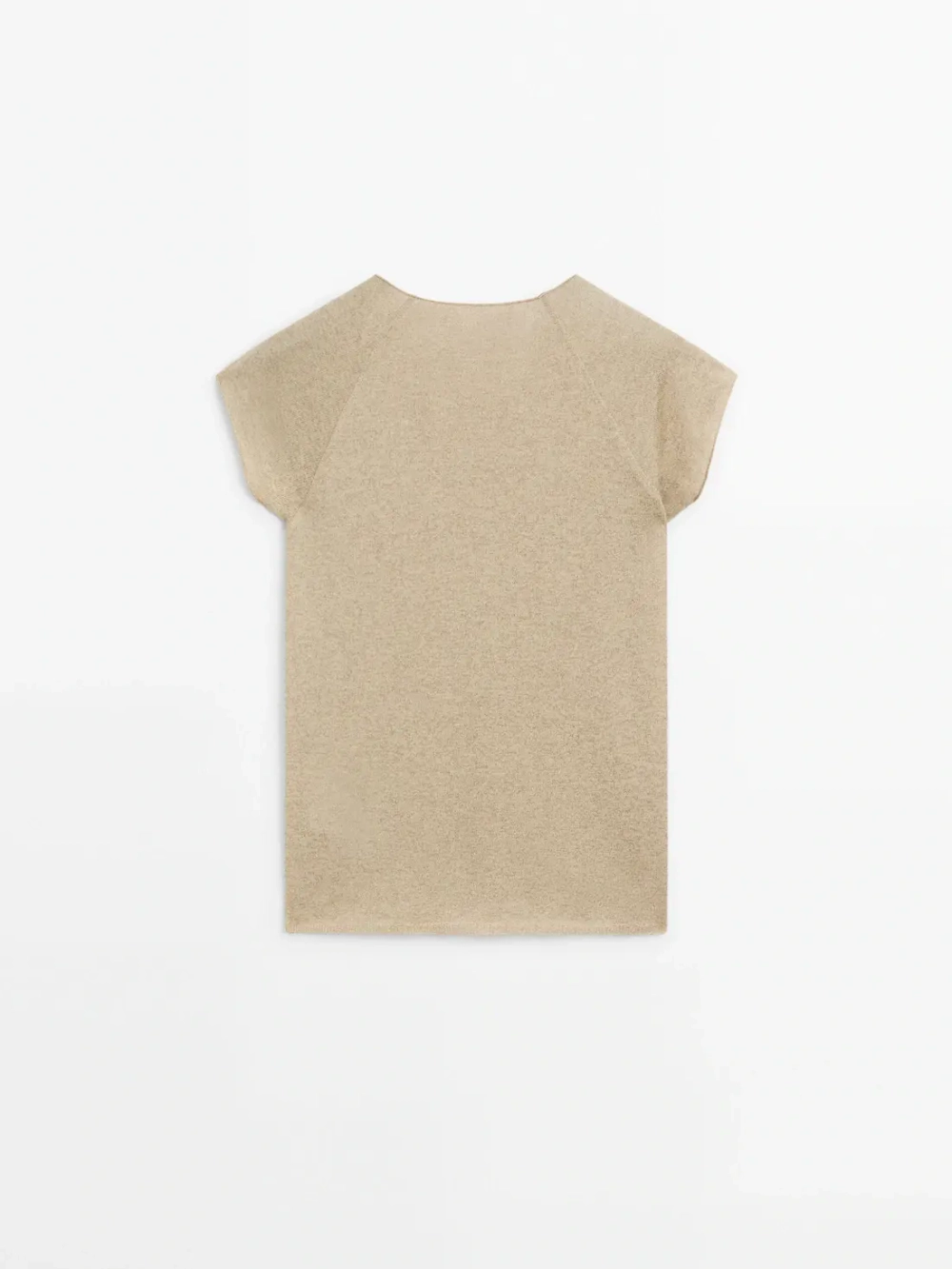 Massimo Dutti Футболка с рукавами реглан и блестящей окантовкой, золотистый