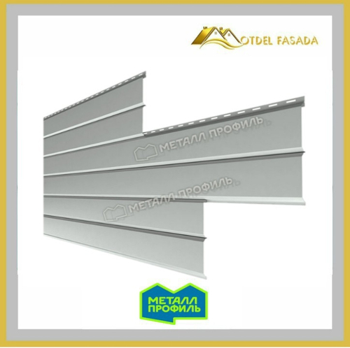 Сайдинг металлический L -Брус ХL Полиэстр 0.45мм - RALL 9006 Белый алюминий  (Заказ)