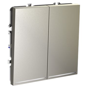 Выключатель встраиваемый VOLTUM S70 двухклавишный с подсветкой 10А, (шелк)