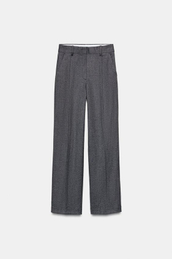 ZARA ПРЯМЫЕ БРЮКИ В ЕЛОЧКУ, СЕРЫЙ