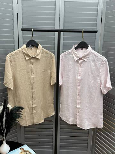 Льняная рубашка Zegna бежевая