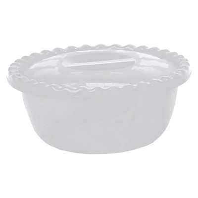 Миска круглая 5л. с крышкой белый ротанг 0,13,295х0,295м