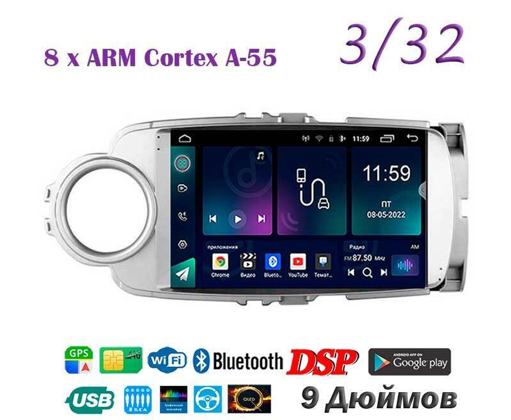 Topway TS18 3+32GB 8 ядер для Toyota Vitz 2010-2014