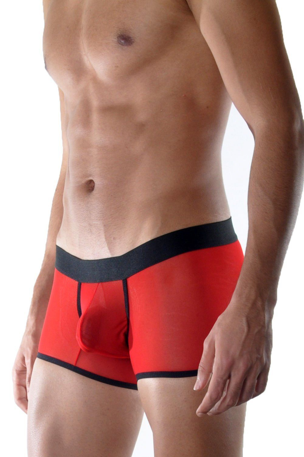 Красные мужские полупрозрачные трусы-боксеры (Размер: XL) (Цвет: красный)