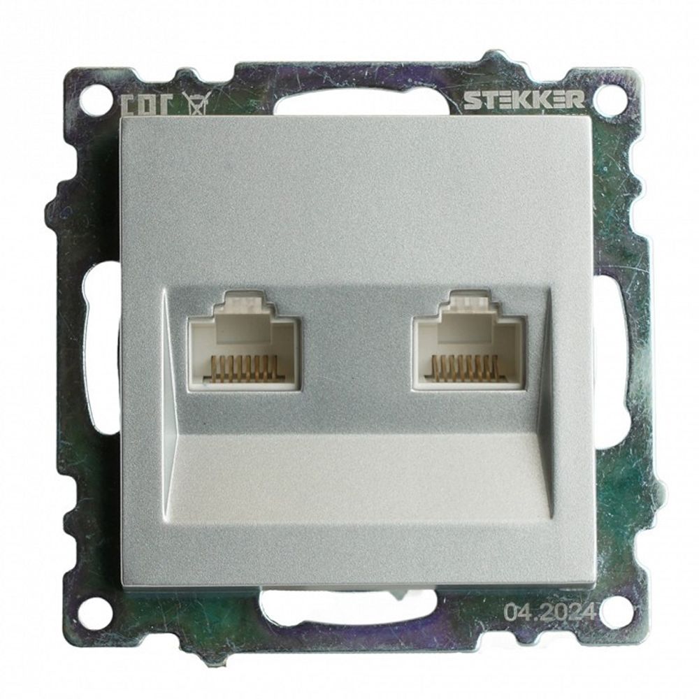 Розетка двойная Ethernet RJ-45 без рамки Stekker Катрин 50005