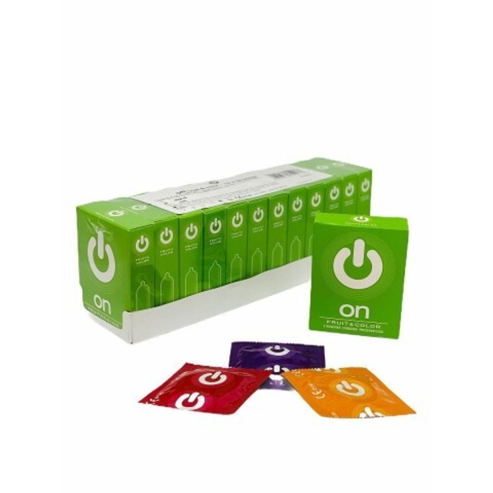Презервативы ON № 3 Fruit & color - цветные, ароматизированные (ширина 54 мм)