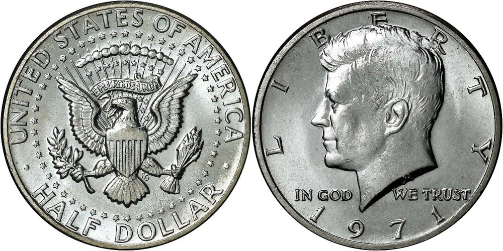 США 50 центов, 1971 - 1974 Пол Доллара Кеннеди