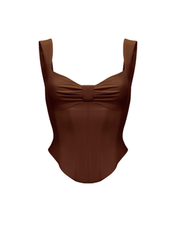 Драпированный удлиненный корсетный топ из эко-кожи