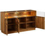 Комод Паво из дуба с подсветкой 140х80х42, 3 двери со стеклом, цвет натуральный