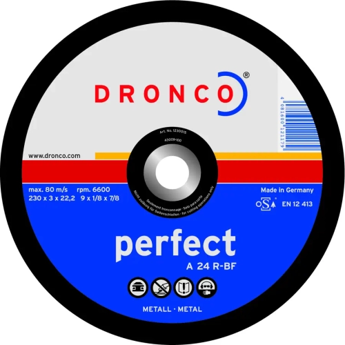 Абразивный отрезной диск A24R 180x3 Dronco 1180015